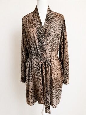 Victoria’s Secret Leopard Satin Robe Y2K One Size Kimono Pockets
